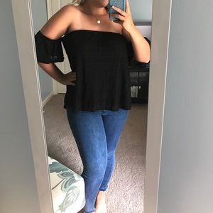 Black lace off the shoulder top